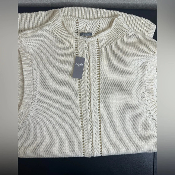 aerie Tops - Aerie cream mock neck sweater vest size large NWT